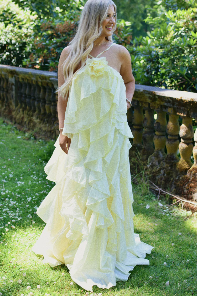 Amal Tiered Ruffle Maxi Dress - Butter Yellow - Image 4
