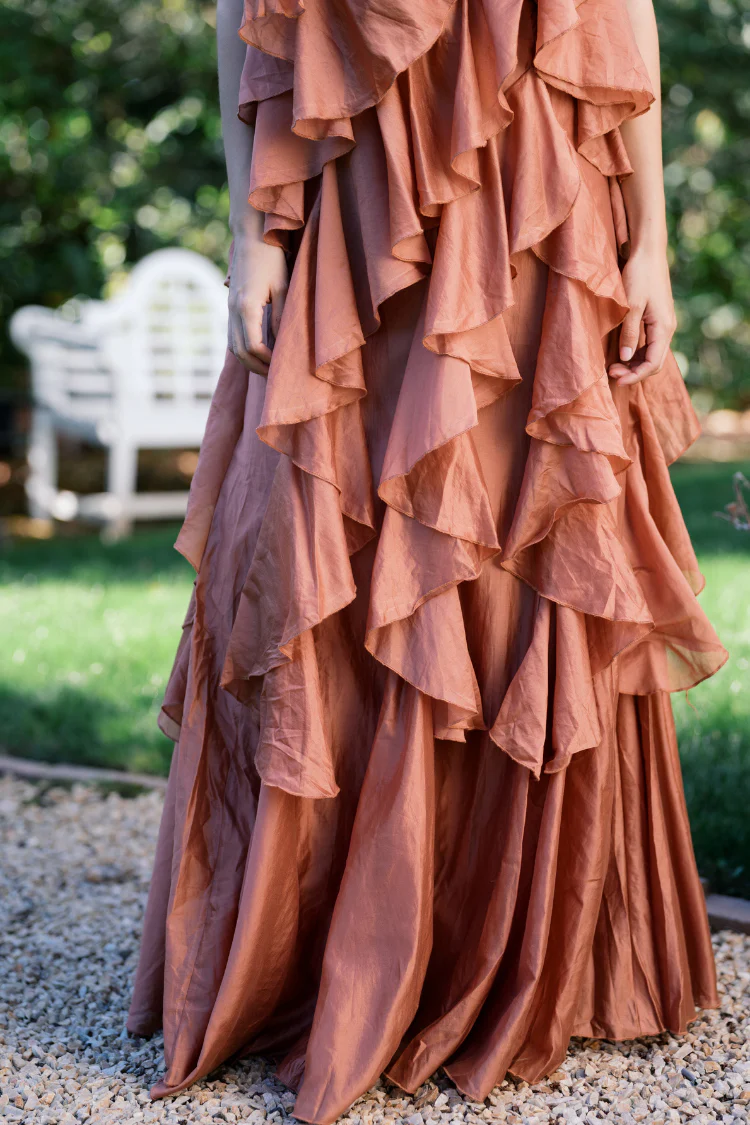 Amal Tiered Ruffle Maxi Dress - Terracotta - Image 5
