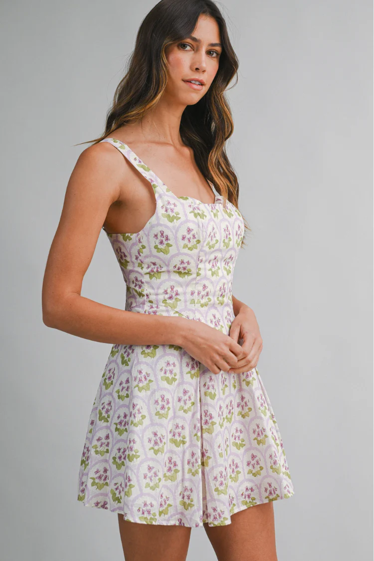 Avignon Lavender Floral Mini Dress - FINAL SALE - Image 3