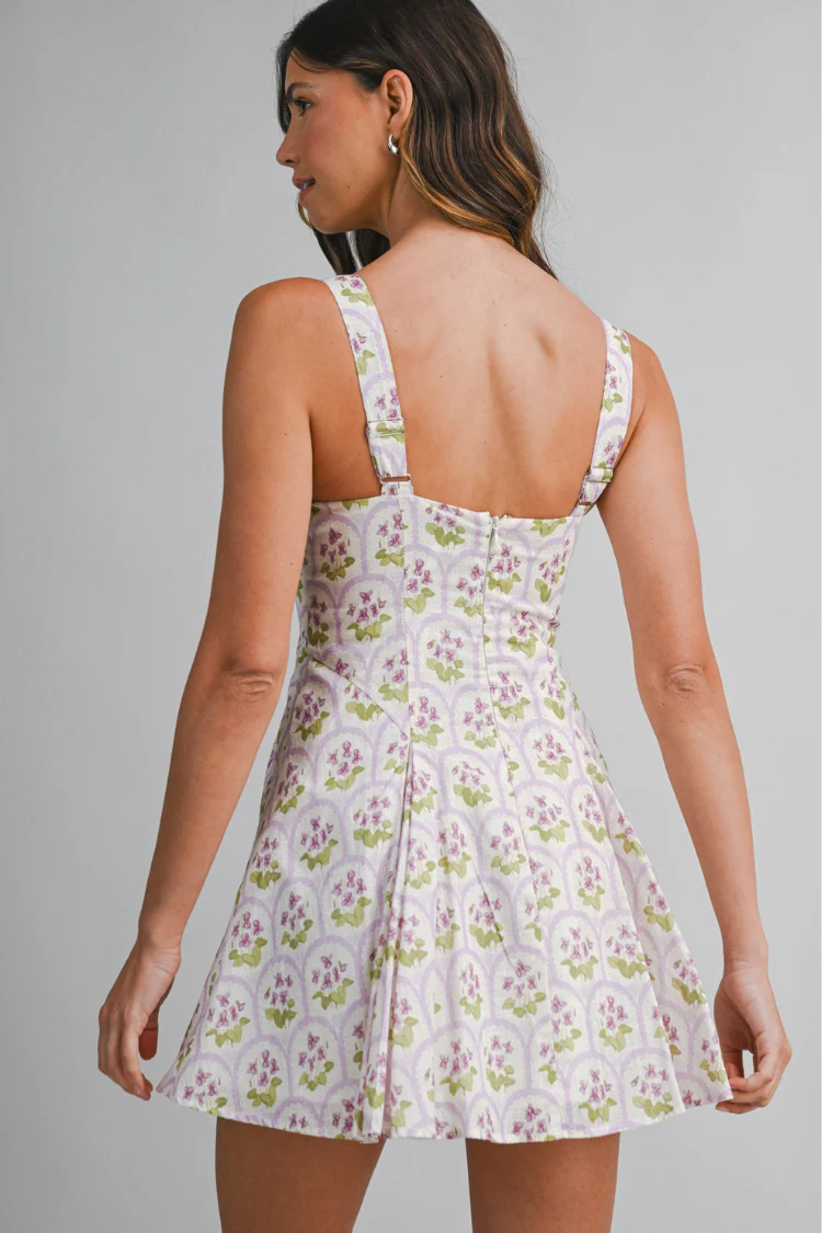 Avignon Lavender Floral Mini Dress - FINAL SALE - Image 4