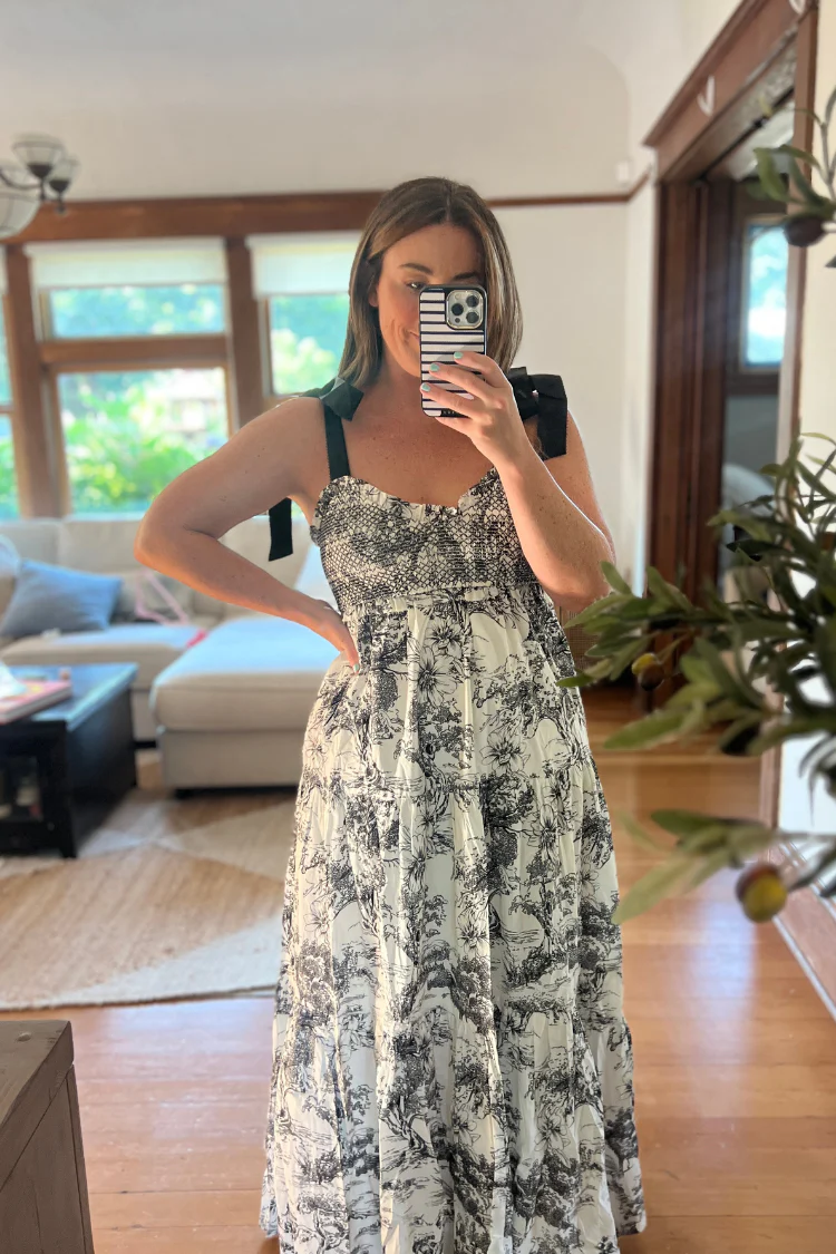 Beatrice Black and White Toile Maxi Dress - FINAL SALE - Image 11