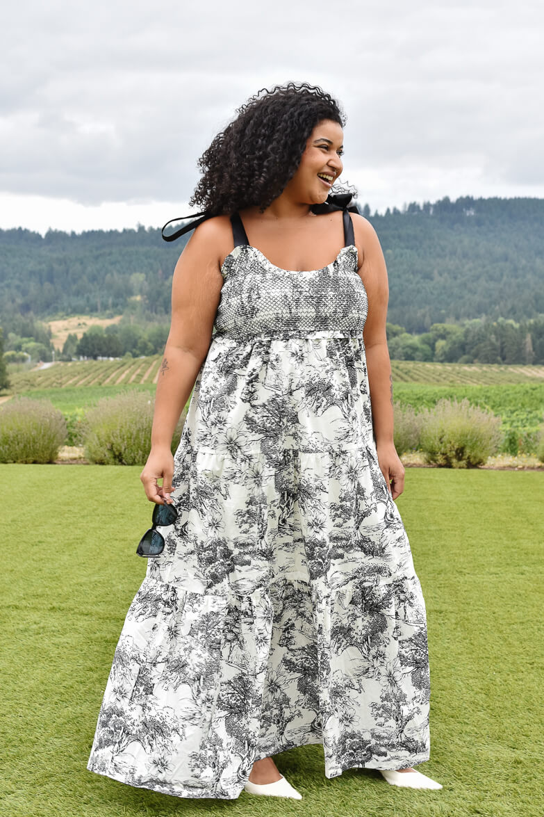 Beatrice Black and White Toile Maxi Dress - FINAL SALE - Image 9