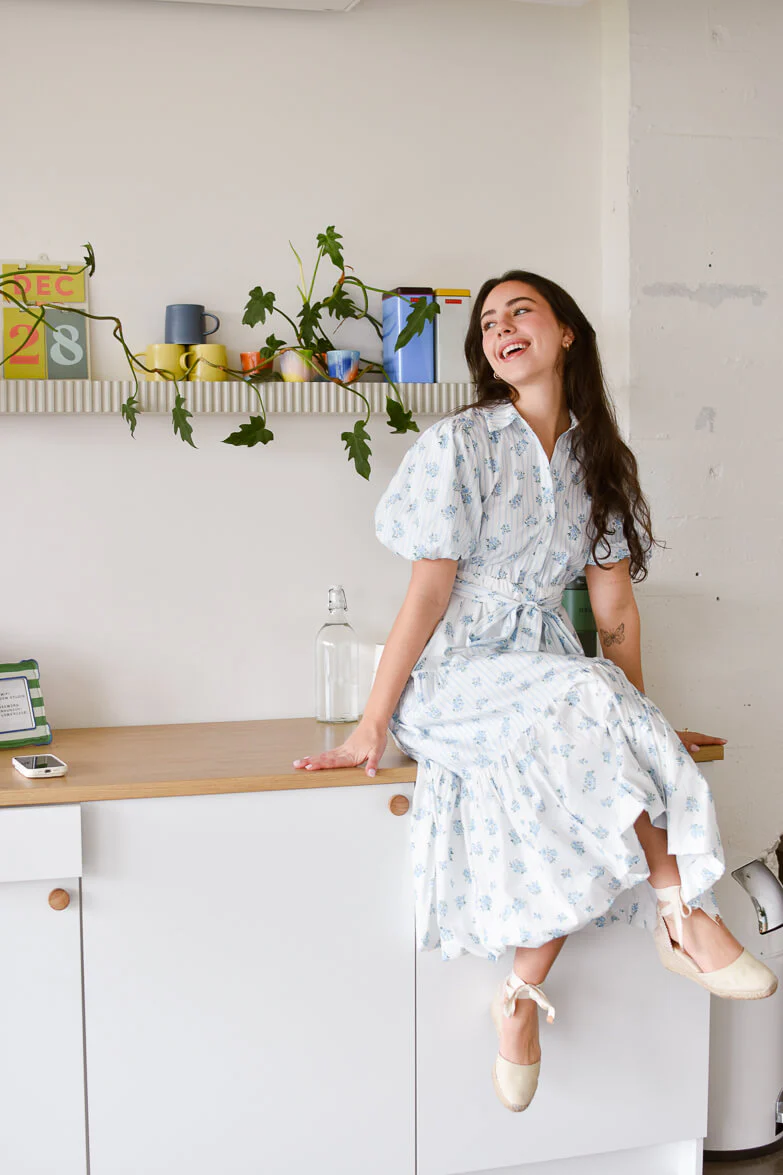 Bluebell Blue and White Floral Midi Dress - FINAL SALE - Image 2