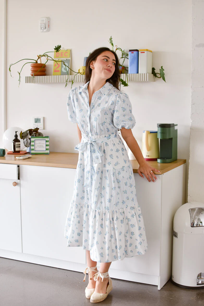 Bluebell Blue and White Floral Midi Dress - FINAL SALE - Image 7