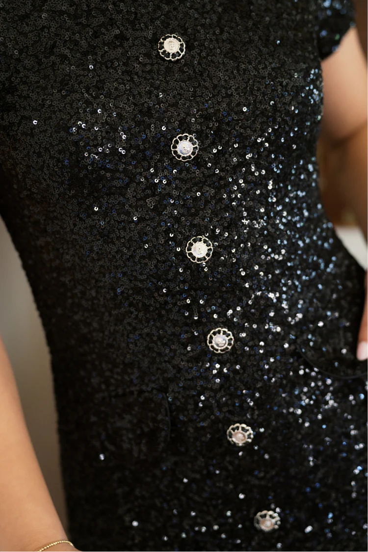 Gramercy Black Sequin Mini Shirtdress - FINAL SALE - Image 6