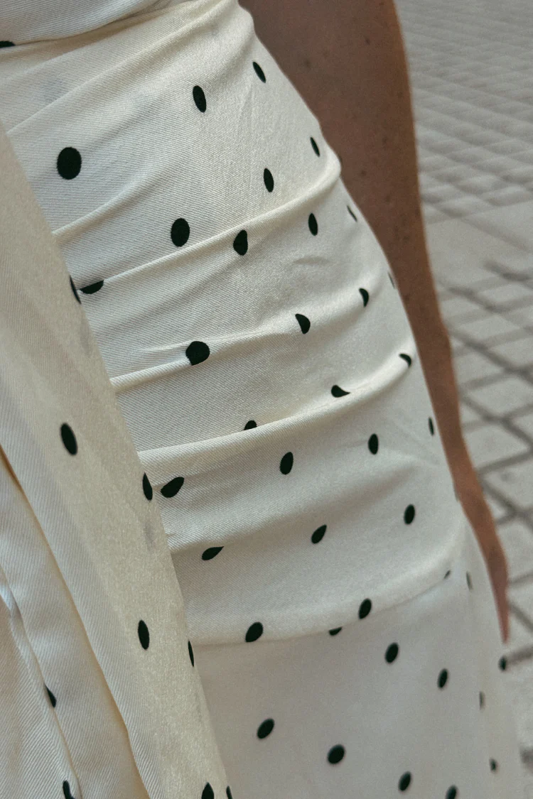 Margaux Rosette Satin Polka Dot Midi Dress - Image 5