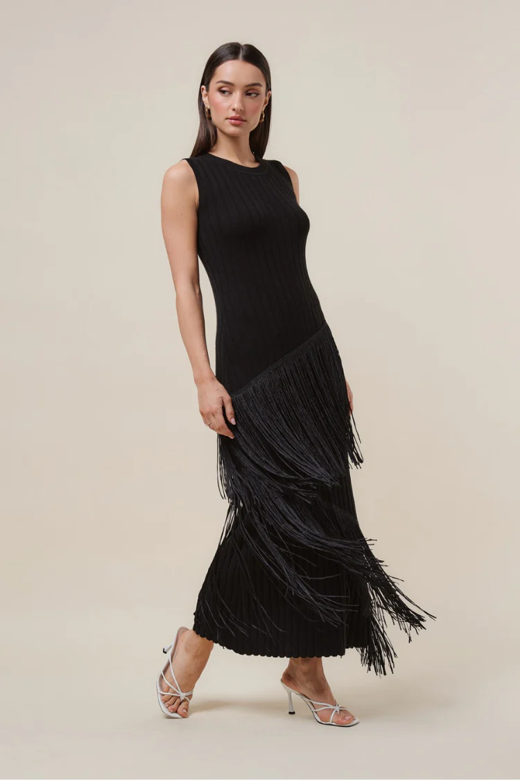 Pre-Order - Marisol Fringe Maxi Dress - Black - 8/10 - Image 4