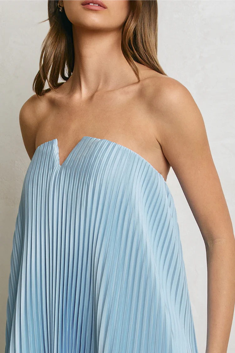 Moonlit Pleated Maxi Dress - Ice Blue - Image 3