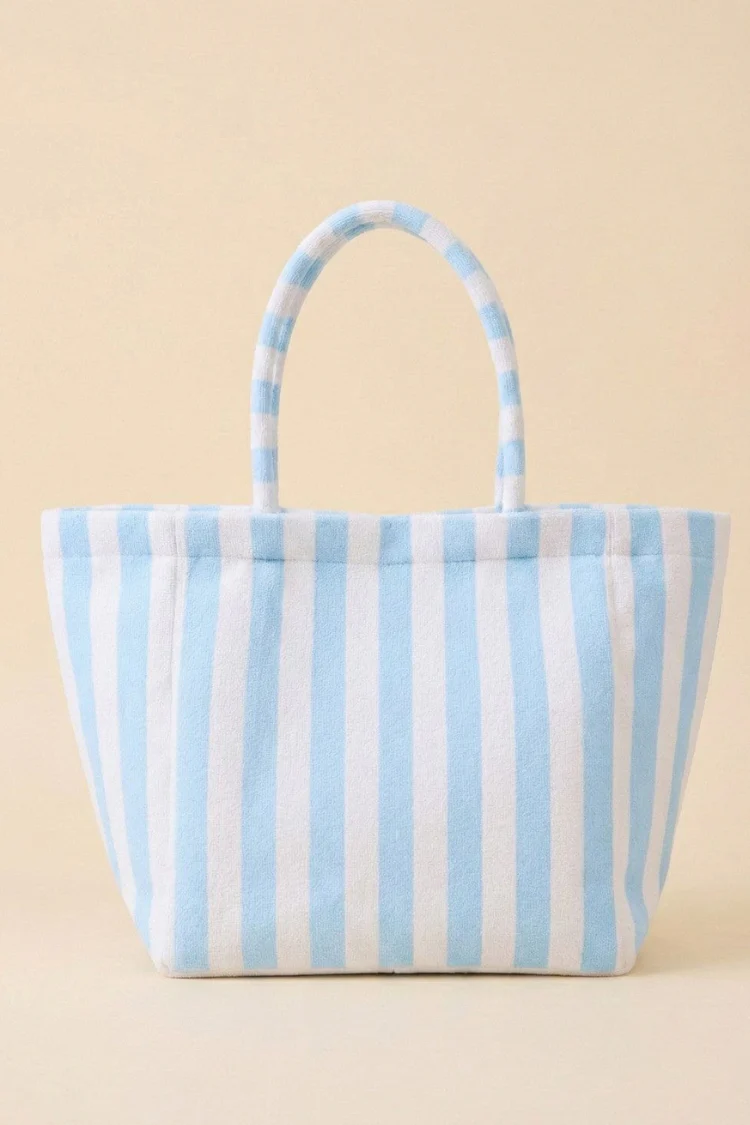 Palm Beach Stripe Terry Tote - Blue