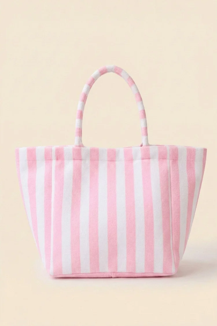 Palm Beach Stripe Terry Tote - Pink - Image 2