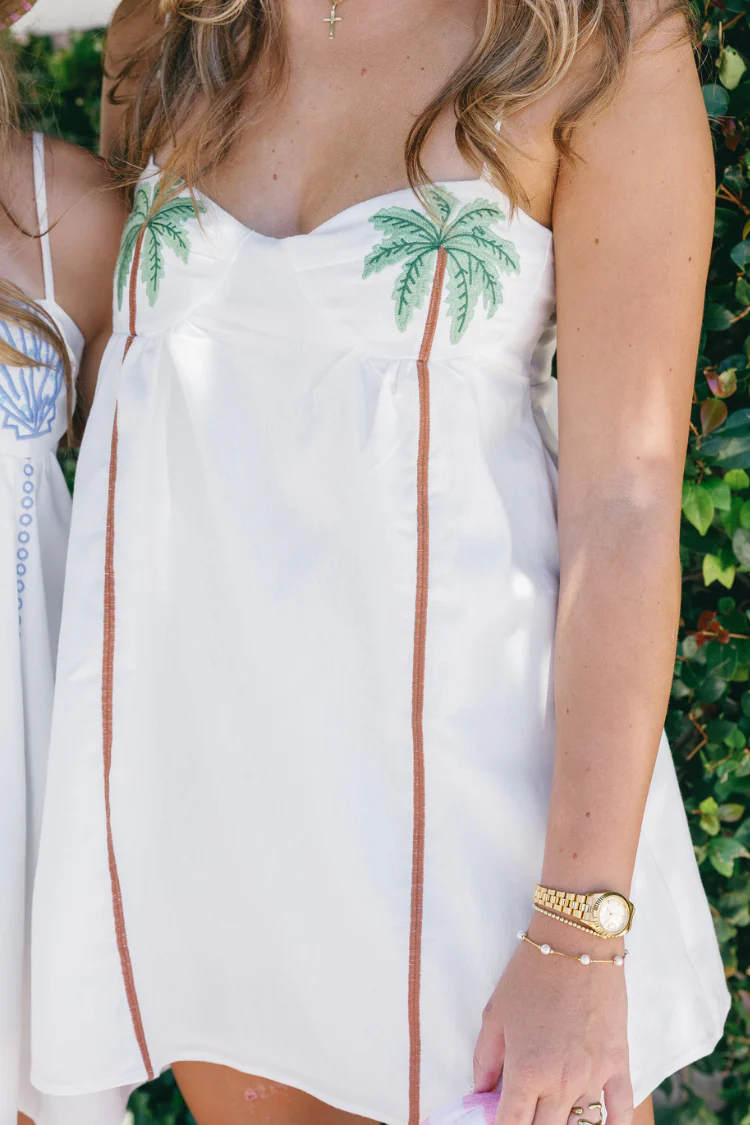Palmera Embroidered Palm Mini Dress - Image 3