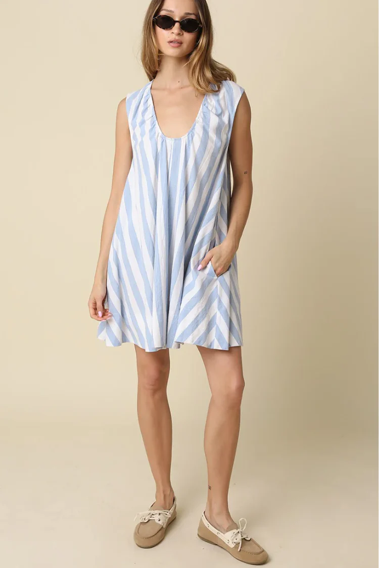 Portofino Stripe Mini Dress - Image 5