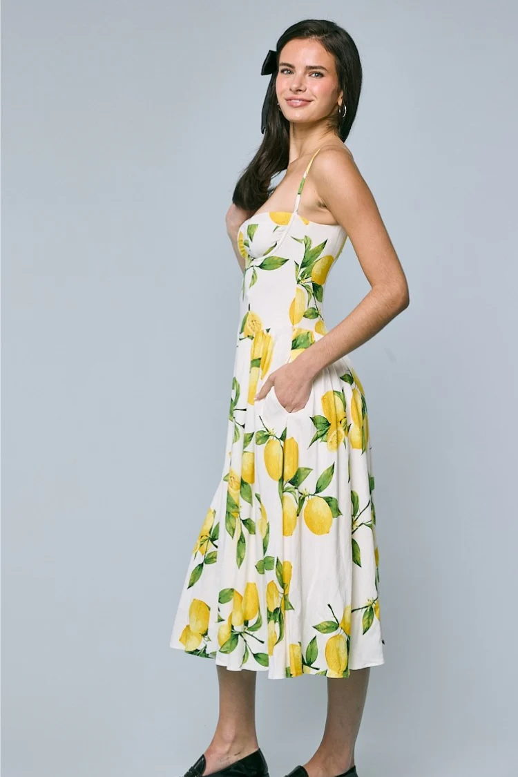 Positano Summer Lemon Midi Dress - Image 4