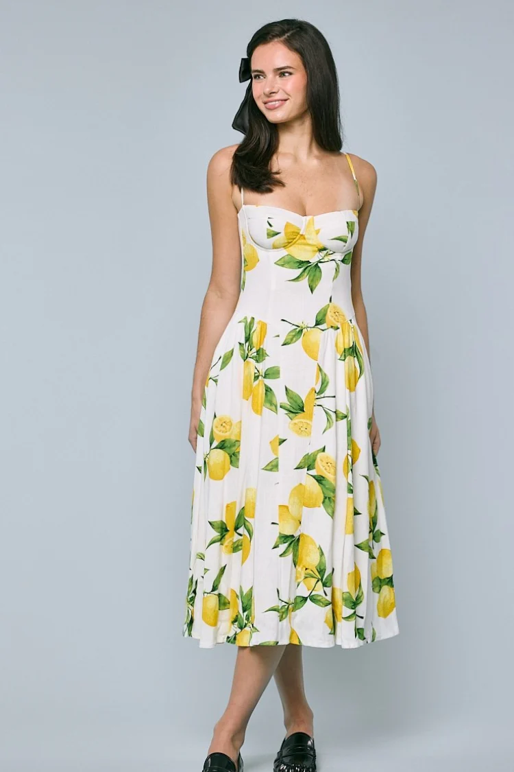 Positano Summer Lemon Midi Dress - Image 5