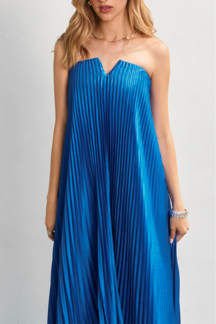 Pre-Order - Moonlit Pleated Maxi Dress - Sapphire - 7/15 - Image 3