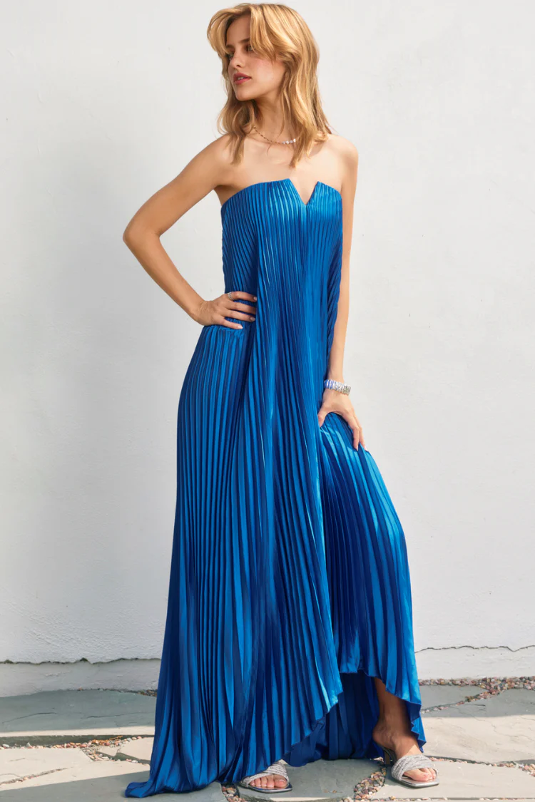 Pre-Order - Moonlit Pleated Maxi Dress - Sapphire - 7/15 - Image 4