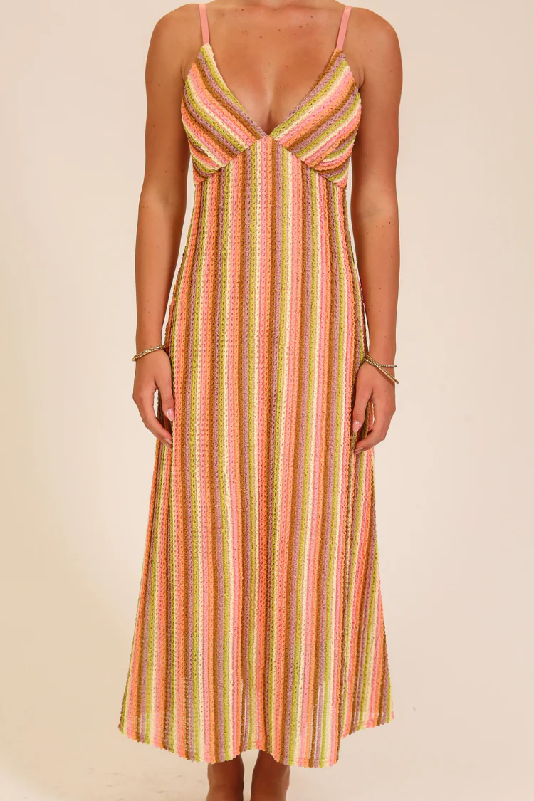 Rosê Riviera Crochet Midi Dress - Image 4