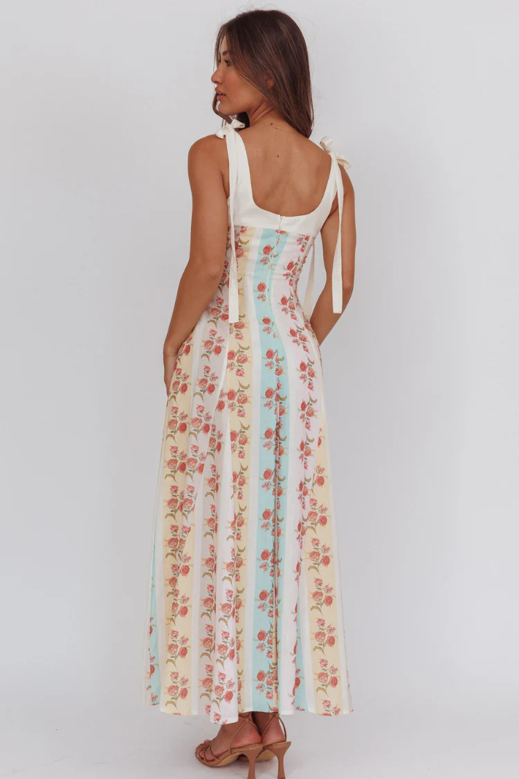 Rosette Stripe Corset Midi Dress - Image 2