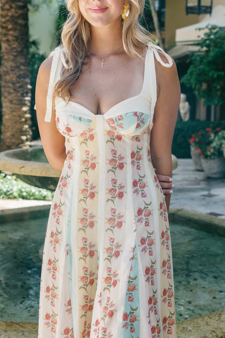 Rosette Stripe Corset Midi Dress - Image 7