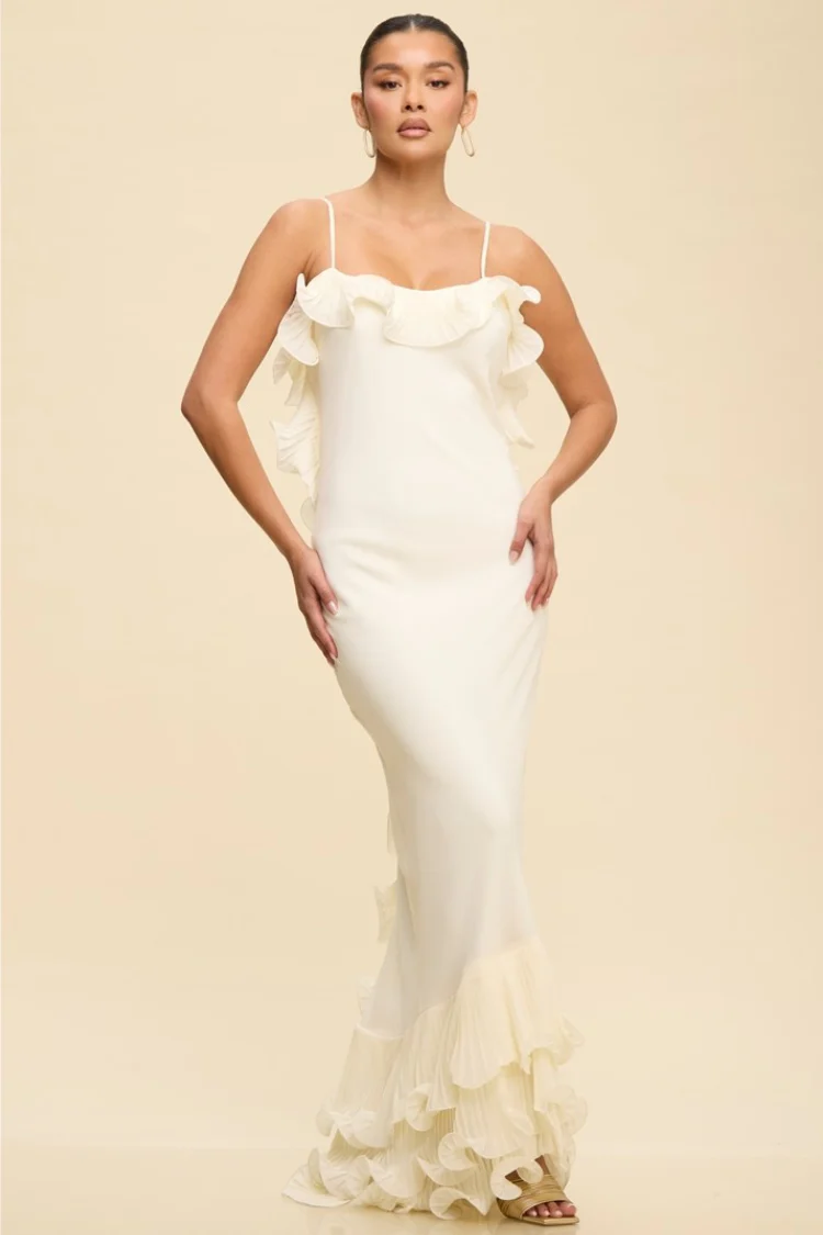 Sloane Ruffle Maxi Dress - Cream