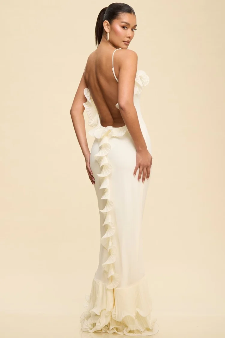 Sloane Ruffle Maxi Dress - Cream - Image 2
