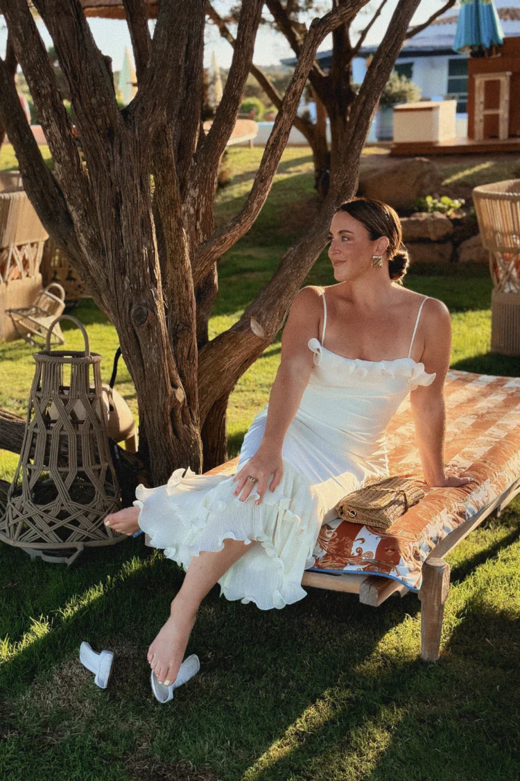 Sloane Ruffle Midi Dress - Cream - Image 7