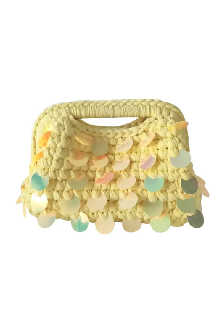 Tropez Woven Sequin Bag - Yellow