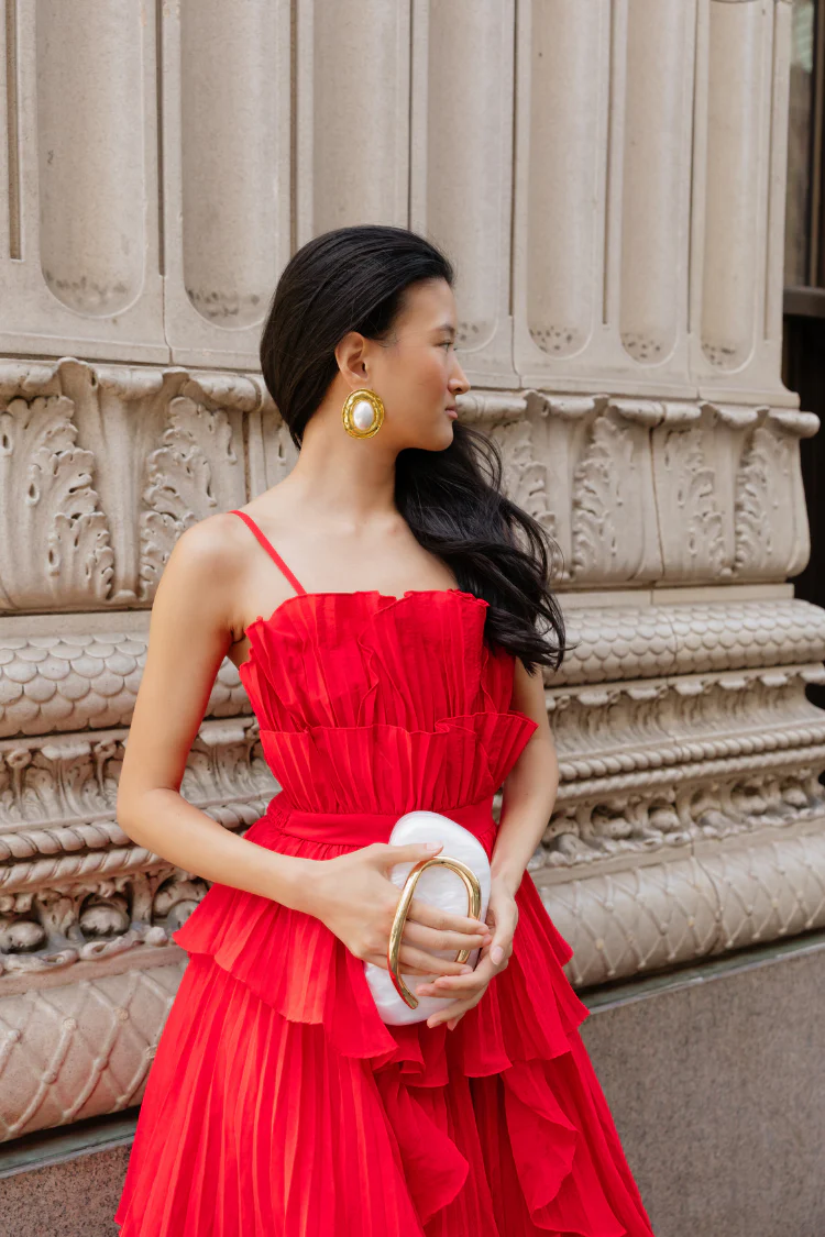 Valencia Pleated Ruffle Maxi Dress - Image 3