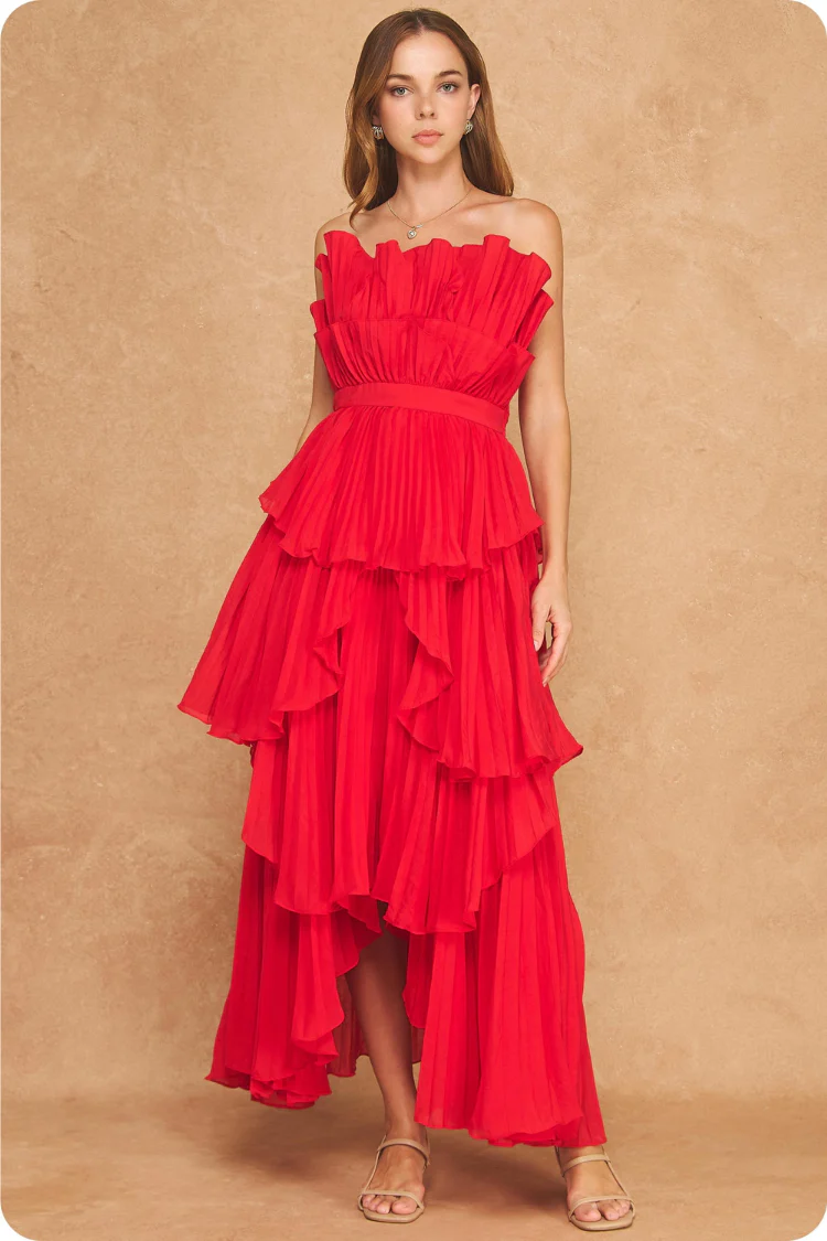 Valencia Pleated Ruffle Maxi Dress - Image 6