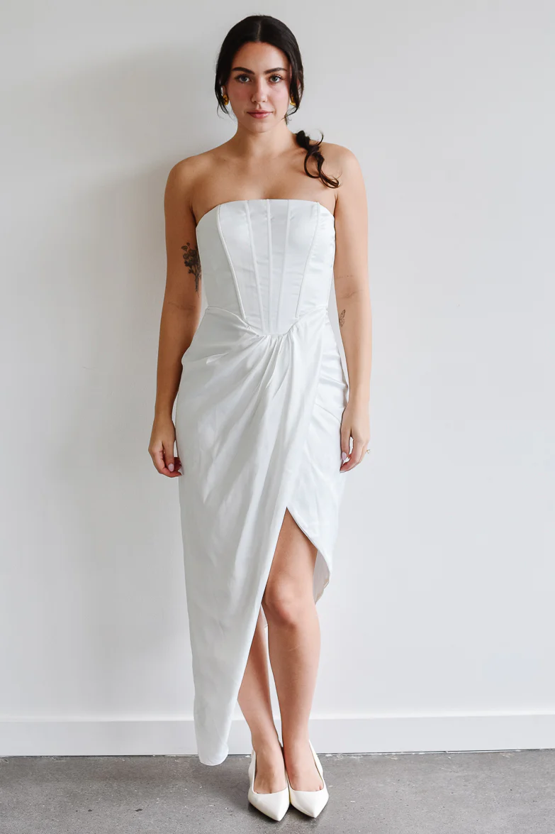 Darlington White Corset Midi Dress - FINAL SALE - Image 3