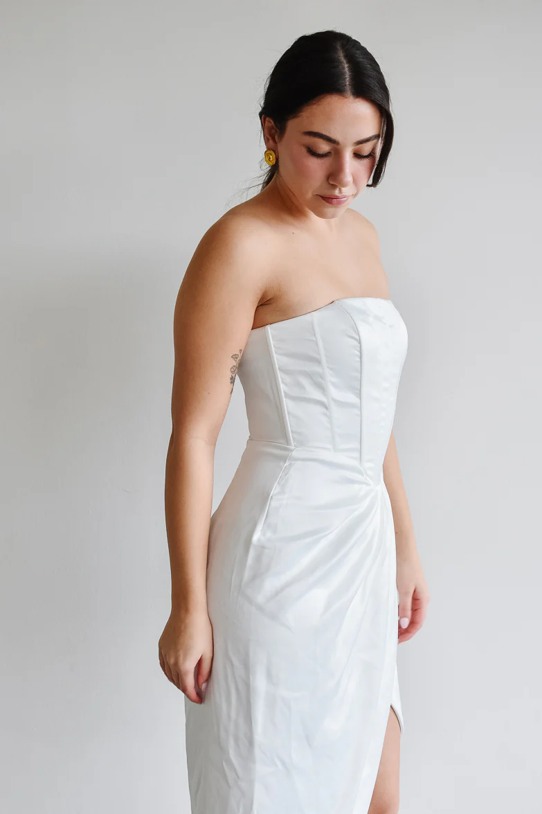 Darlington White Corset Midi Dress - FINAL SALE - Image 4